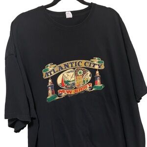 Vintage Atlantic City New Jersey Casino Lighthouse Sailboat Keya Black Tee